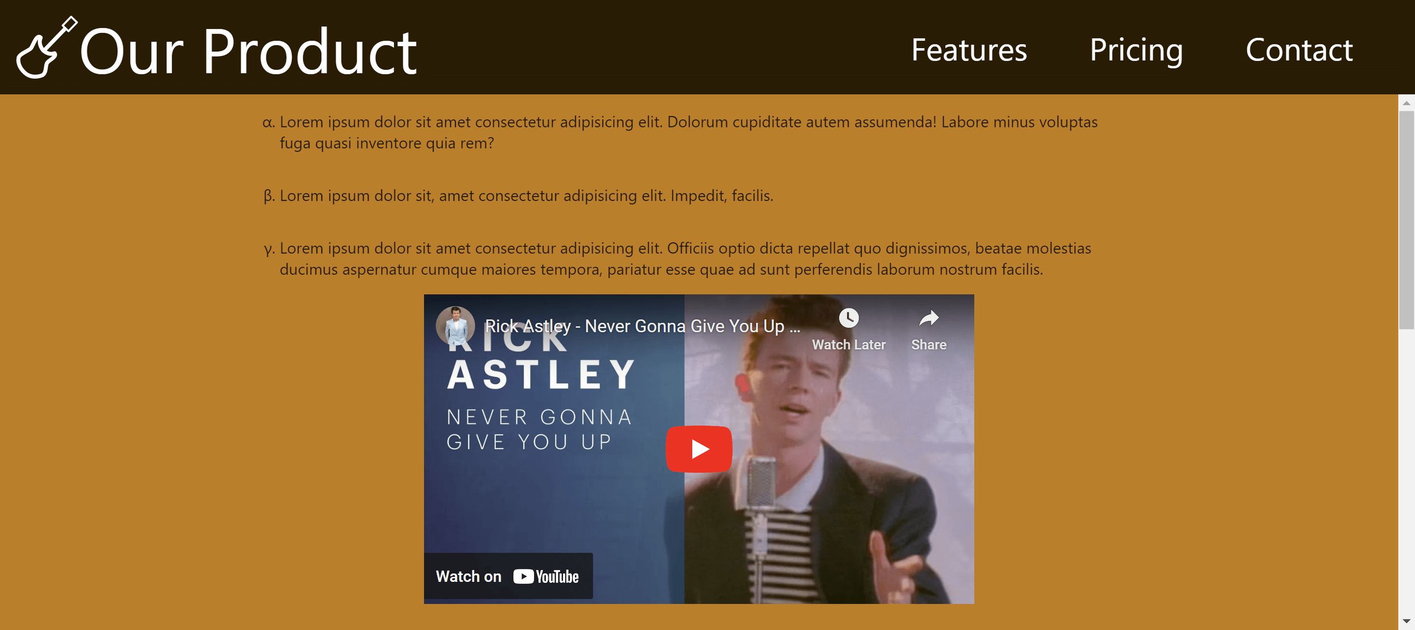 Screenshot of the Product Landing project